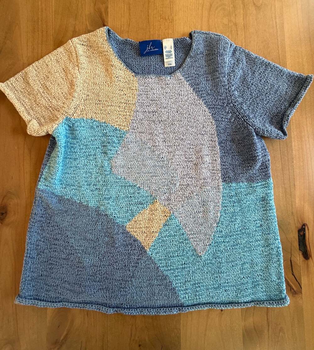 J.H. Collectibles Vintage Colorblock Knit Short Sleeve Sweater Size XL